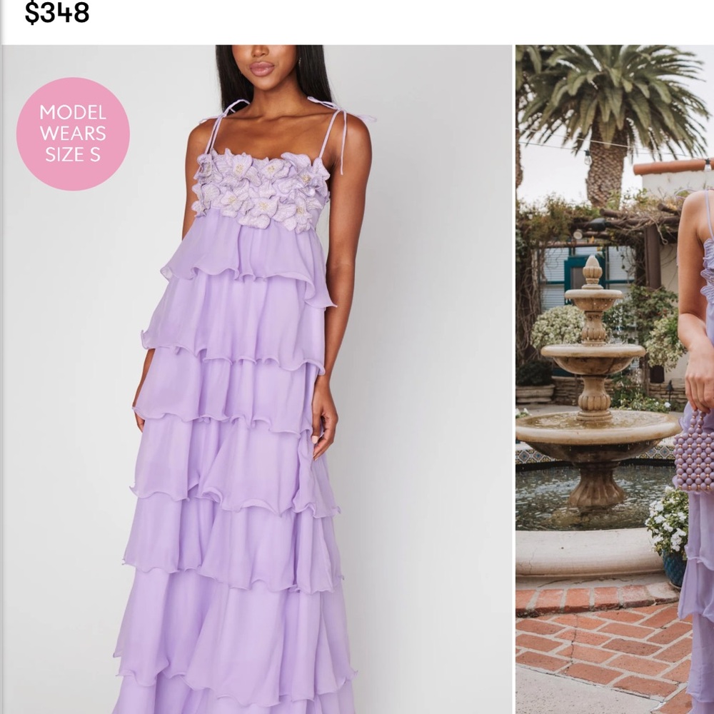 Show Me Your MuMu Gabriella Maxi Dress • Lavender Tiered Maxi Dress